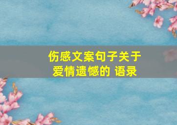 伤感文案句子关于爱情遗憾的 语录